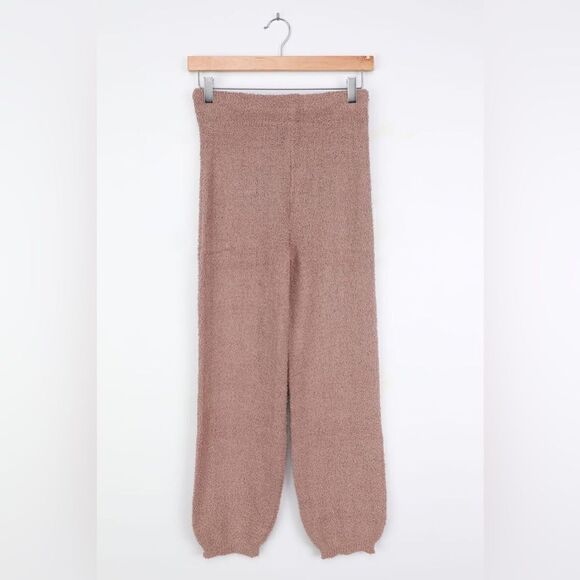 Lulus NWT Teddy-To-Go Taupe Fuzzy Drawstring Joggers size L - Picture 3 of 7